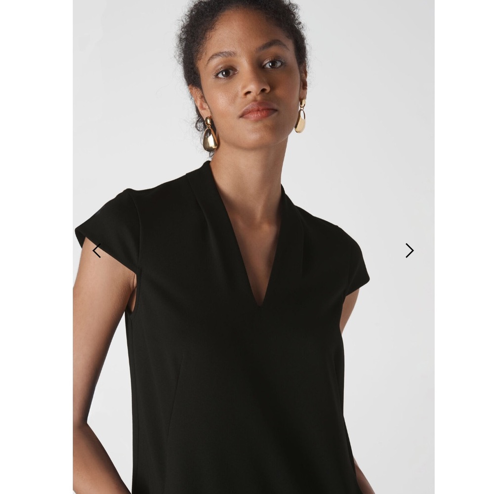 WHISTLES Black Paige V Neck Dress, Size 4 - Picture 3 of 10